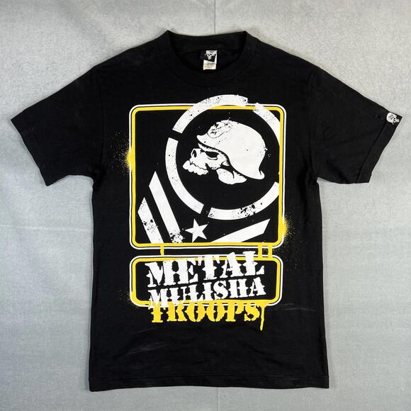 Metal Mulisha T Shirt Mens Small Black Troops Graphic Grunge Skull Vintage Y2K - Picture 1 of 5